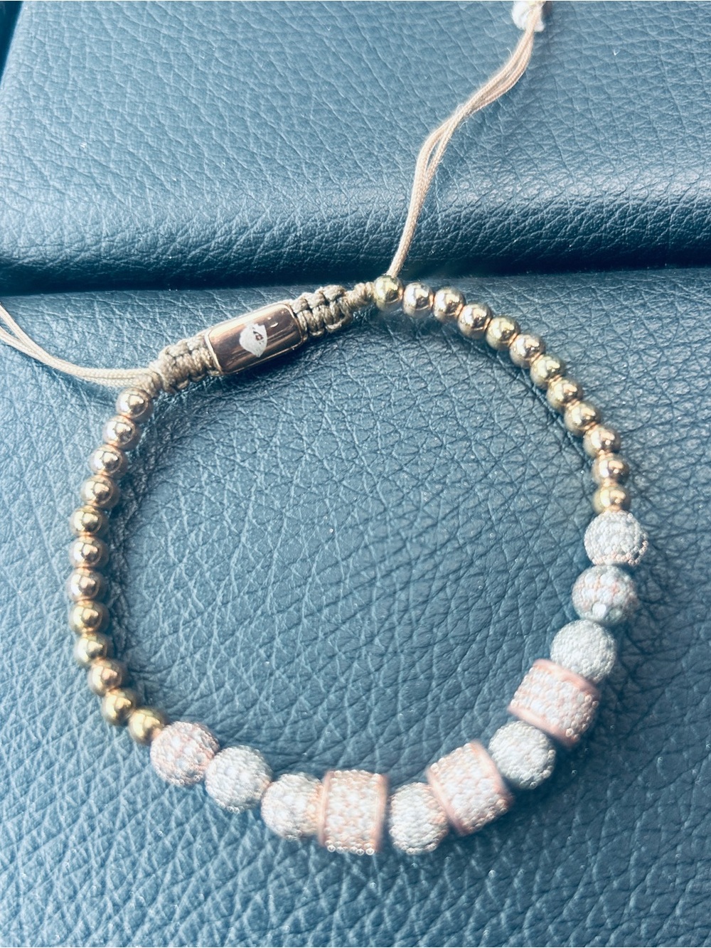 Women's Rose Gold and Gold Beaded Adjustable Bracelet
